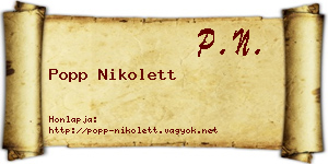 Popp Nikolett névjegykártya